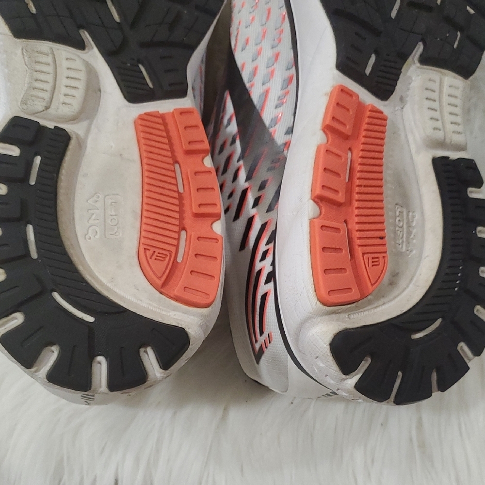 Brooks Ghost 13 White and Red Womens Running Sneakers - Picture 12 of 16